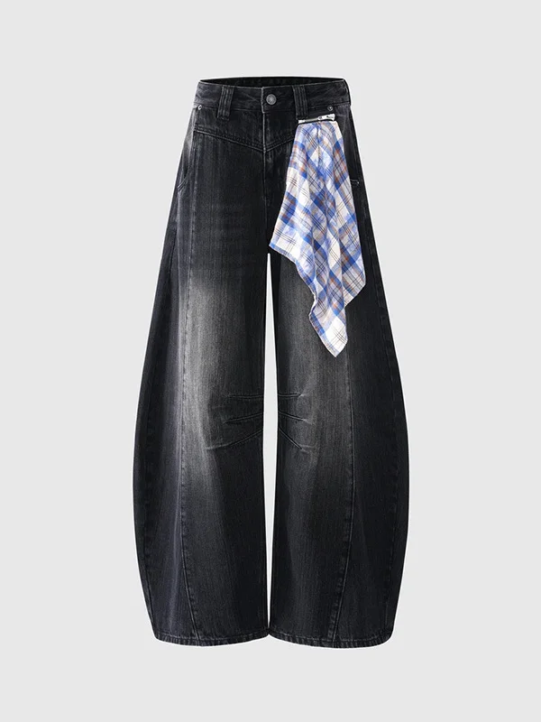 

American Waed Men's Jeans Wide Leg Casual Pants Removable Towel Loose Straight Knife Cotton Polyester Blend Autumn Spring