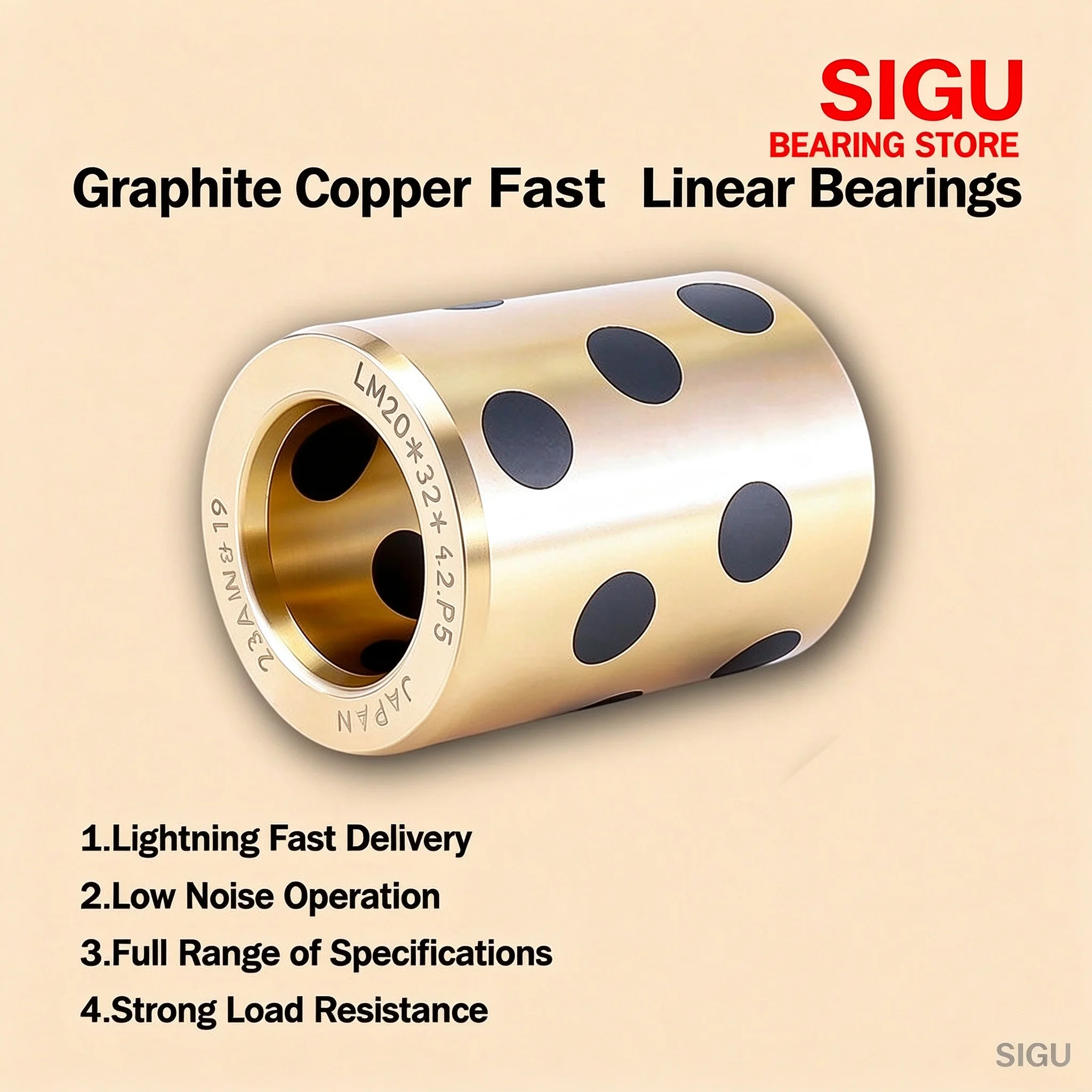 Japan Imported Graphite Copper Sleeve Linear Bearings JDB-LM 50 60 6L 8L 10L 12L 16L 20L 25L 30L 35L 40L