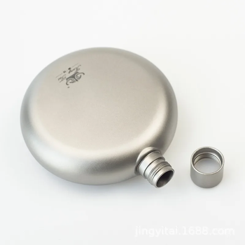 

Круглый плоский кувшин для вина из чистого титана, портативный, для улицы, подходит для любой жидкости