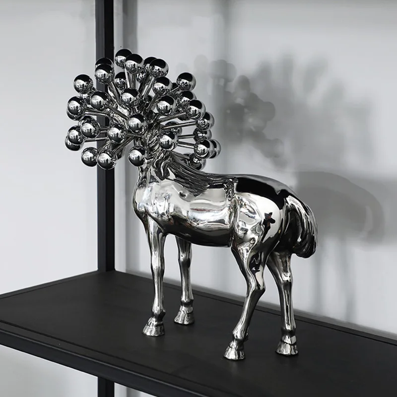 

Modern high-end light luxury silver splicing ball character dream horse ornament model room sales office ornament ornament