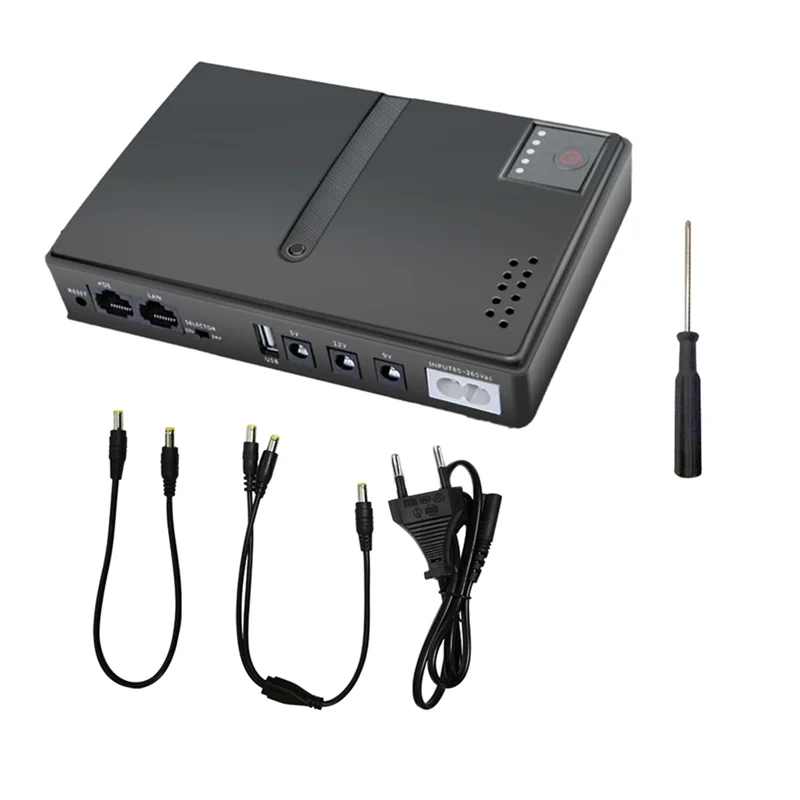 

T31C-Large Capacity Multipurpose Mini Portable UPS Backup Power Adapter Emergency Power Supply For Wifi Router 5V 9V EU Plug