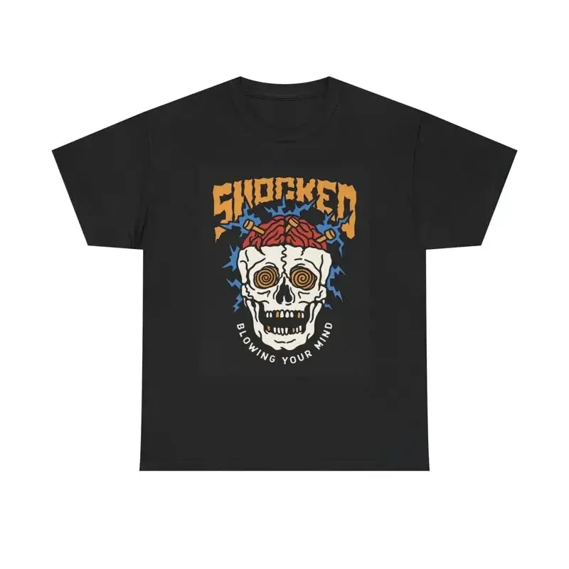 Skull Shocked T-Shirt Vintage aus schwerer Baumwolle
