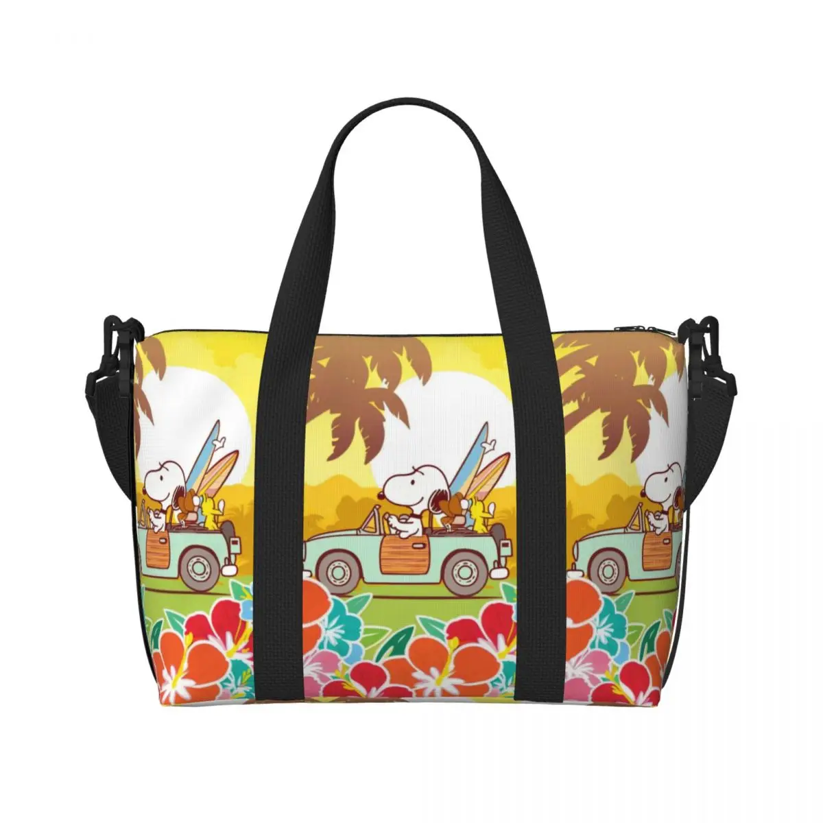 

Пляжная сумка-тоут Peanuts S-Snoopys на заказ для женщин, простые модные сумки с мультяшным принтом и большим отделением для пляжного спортзала, дорожные сумки