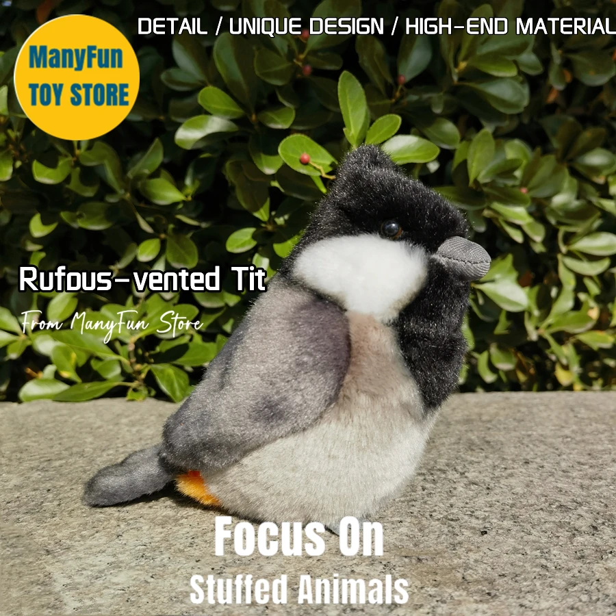 Black-capped chickadee Plushie Chickadee Plush Toy Rufous-vented Tit Peluche Lifelike Titmouse Stuffed Animals Simulation Toy