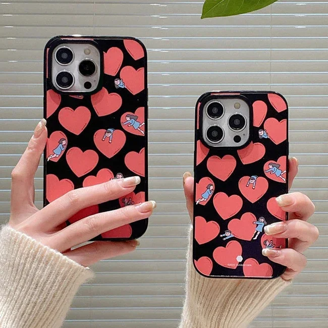 

Graffiti Couple Heart Shape 2.0 Acrylic Phone Case Cover for IPhone 11 12 13 14 15 16 Pro Max Case for IPhone 16 Pro Max