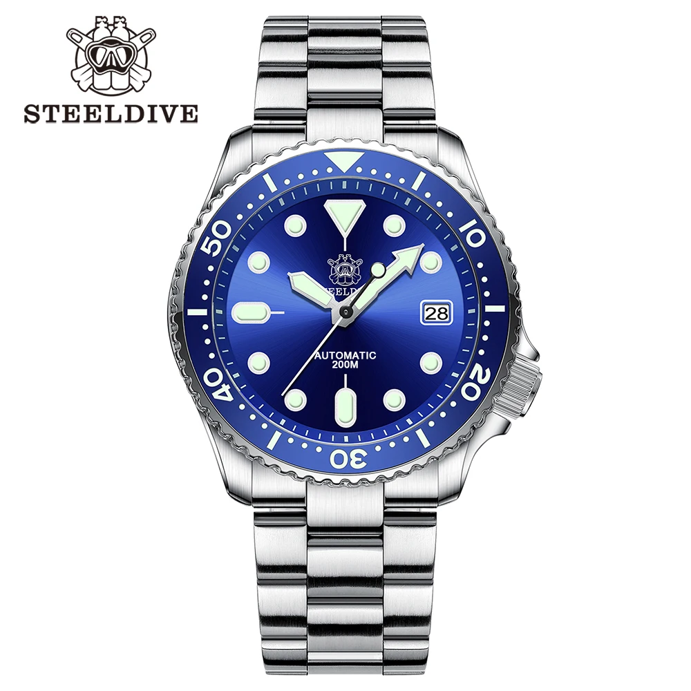 Mechanisch horloge voor heren STEELDIVE SD1973 Japan NH35 Automatisch uurwerk Keramische bezel 200M Waterdicht Klassiek Duik Kleine Abalone
