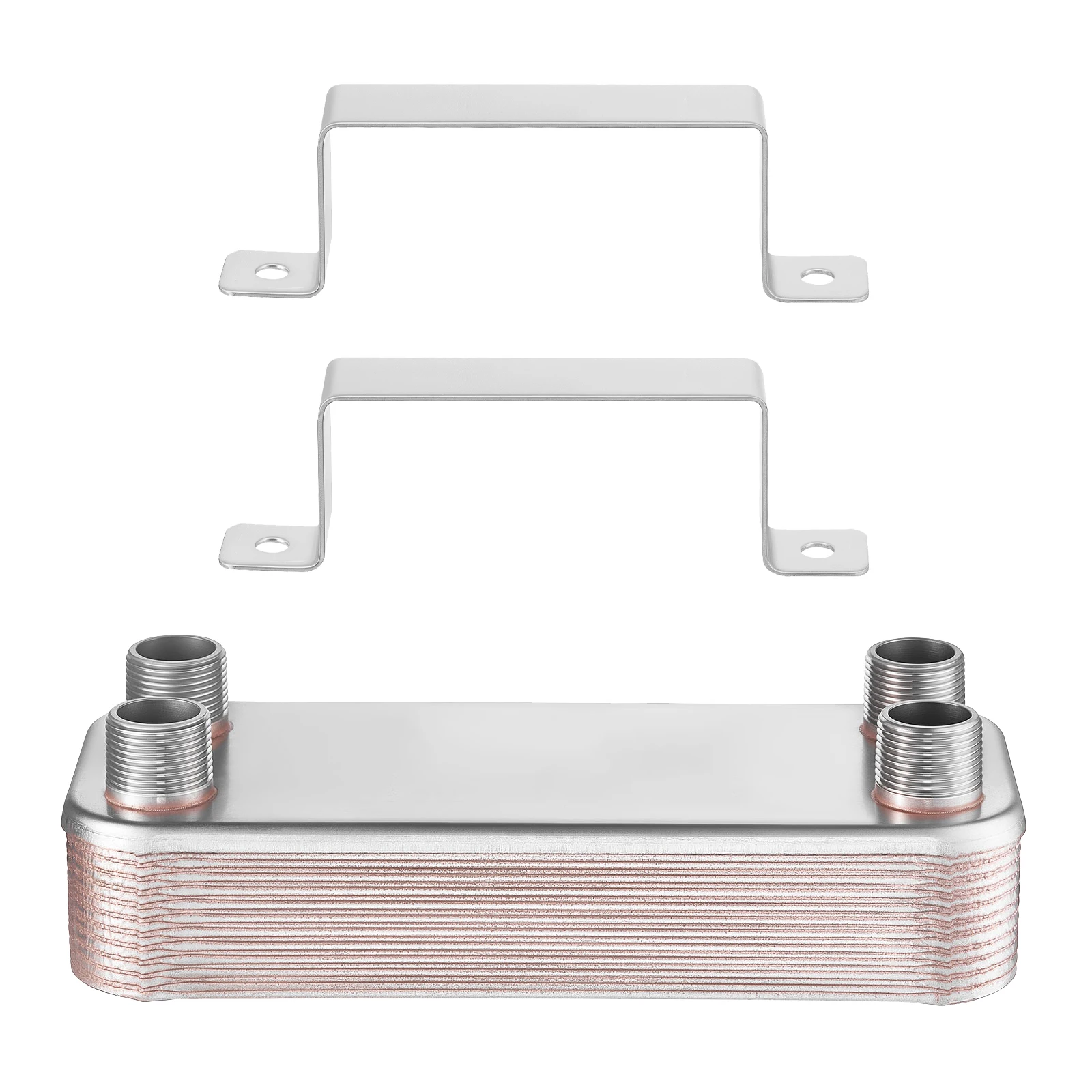 SucceBuy Plate Heat Exchanger 5 x 12 in Brazed Plate Water to Water Heat Exchanger with 20 Plates 170-330K BTU for Floor Heating