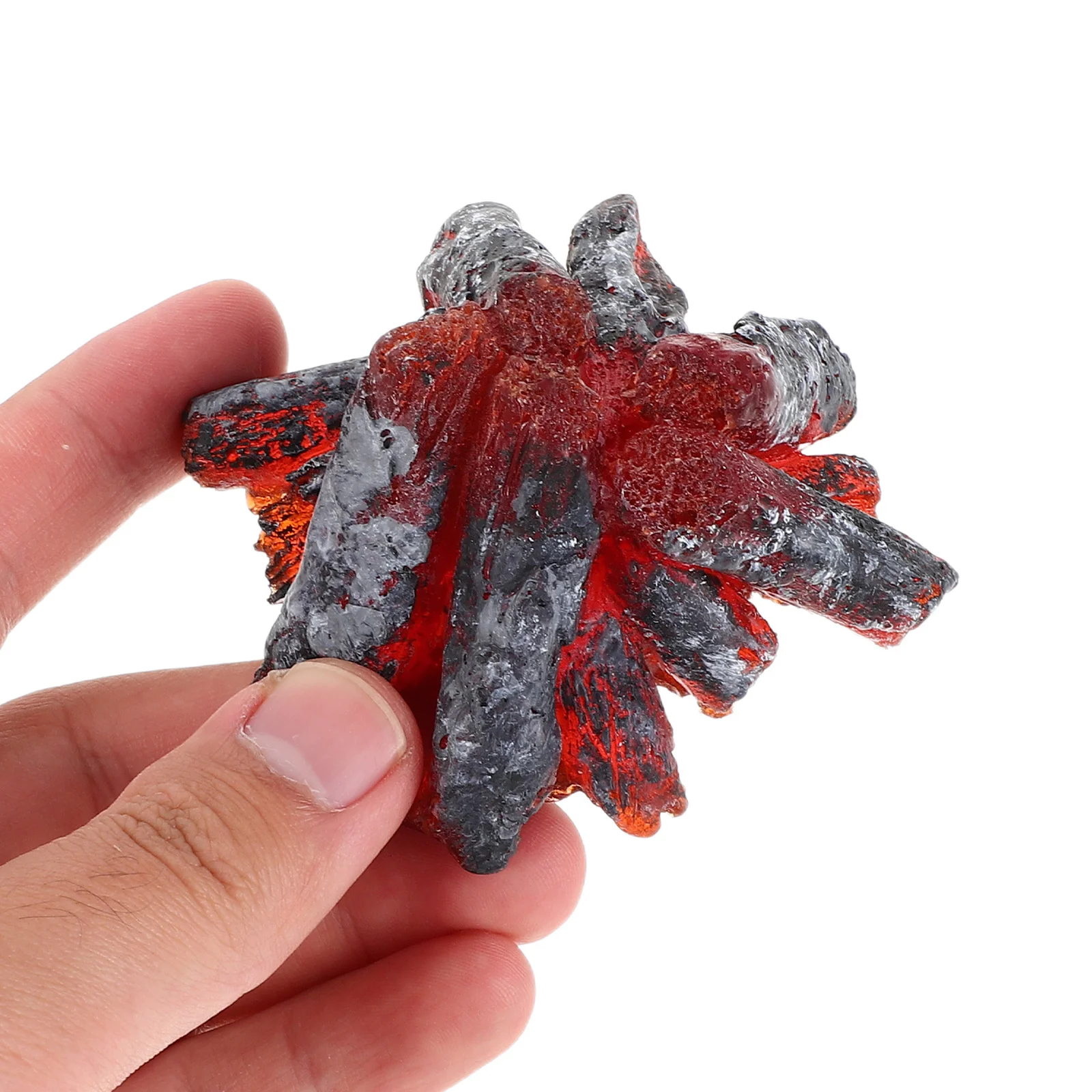 

Resin Artificial Campfire Ornament - Realistic Fake Fire Logs with Simulated Flames for Mini Fire Pit Tabletop Decor, Micro