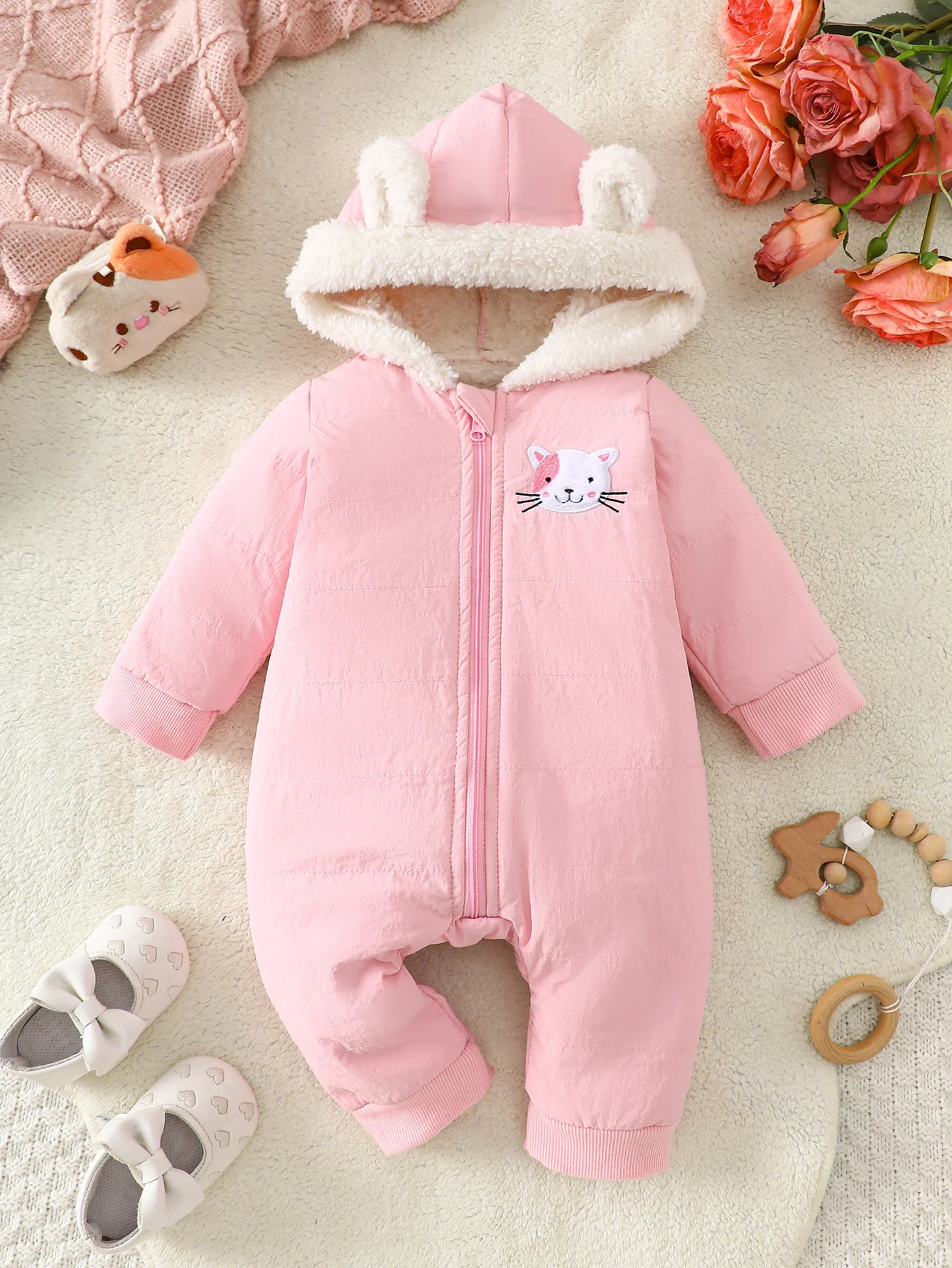 

IURNXB детский комбинезон с капюшоном, флисовый зимний комбинезон для девочек, комбинезон на молнии, зимняя одежда, костюм, верхняя одежда, От 1 до 18 месяцев