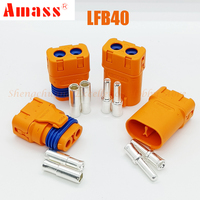 Original Amass LFB40-F/M Waterproof Copper Silver Plated Wire Crimp Battery DC Crown Spring Plug