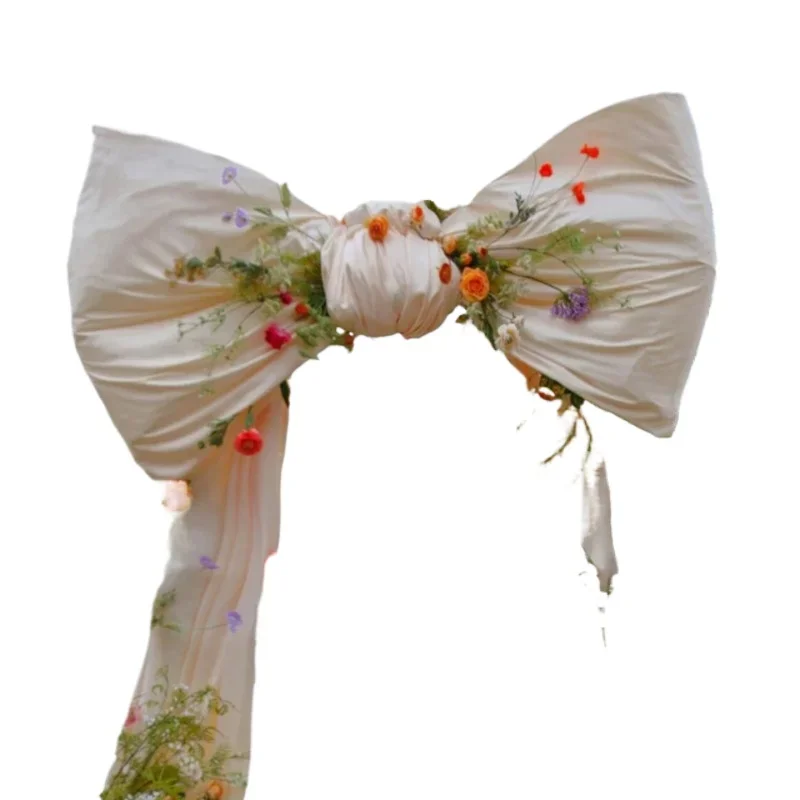 

Bow door, photo props Internet celebrities decorate clocks in wedding parties Festive scene floral arrangement