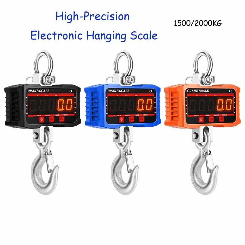 

1500/2000 KG High-Precision Electronic Hanging Scale Digital HD Display Screen Portable Hanging Scale Industrial Hook Scale