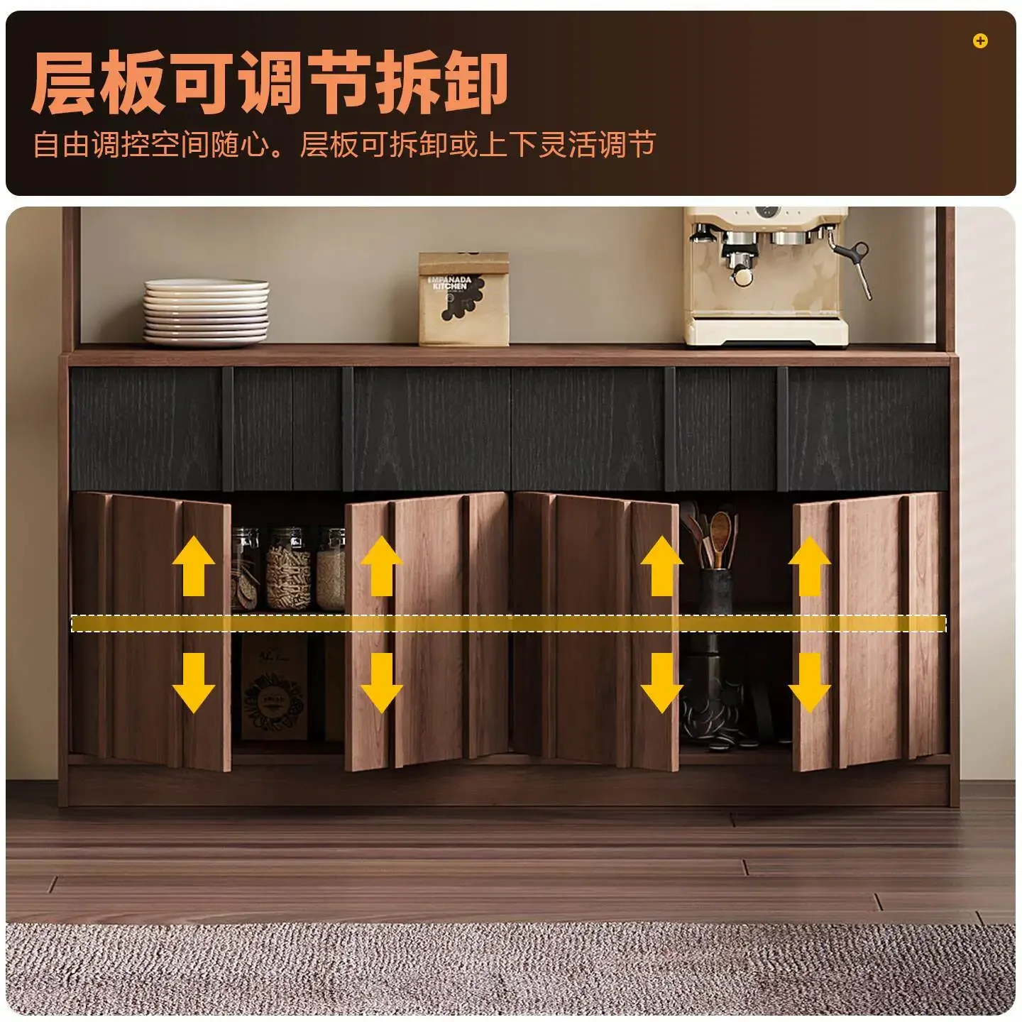 HYS Living room dining side cabinet Middle antique locker Tea cabinet