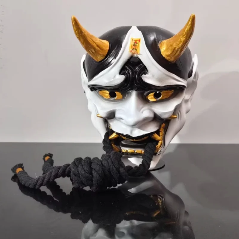 Prajna Cosplay Mask Halloween Props Men‘s Women's Resin Colorful Japanese Demon King Costume Horror Tattoos Mask Decoration