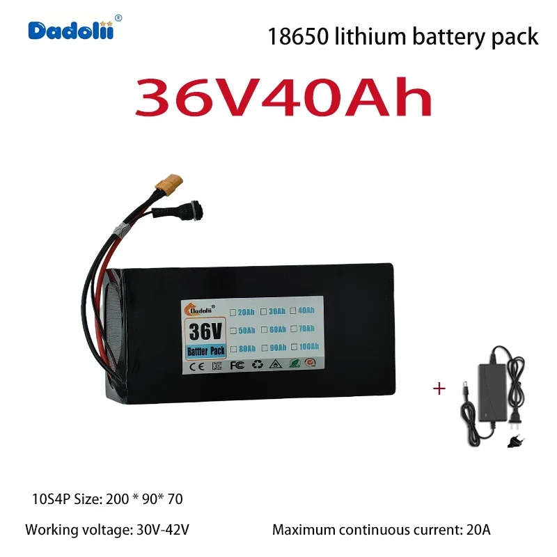 10S4P 36V40Ah حزمة بطارية ليثيوم ذات سعة كبيرة، خلايا بطارية جديدة مع عمر طويل وأداء مستقر #4