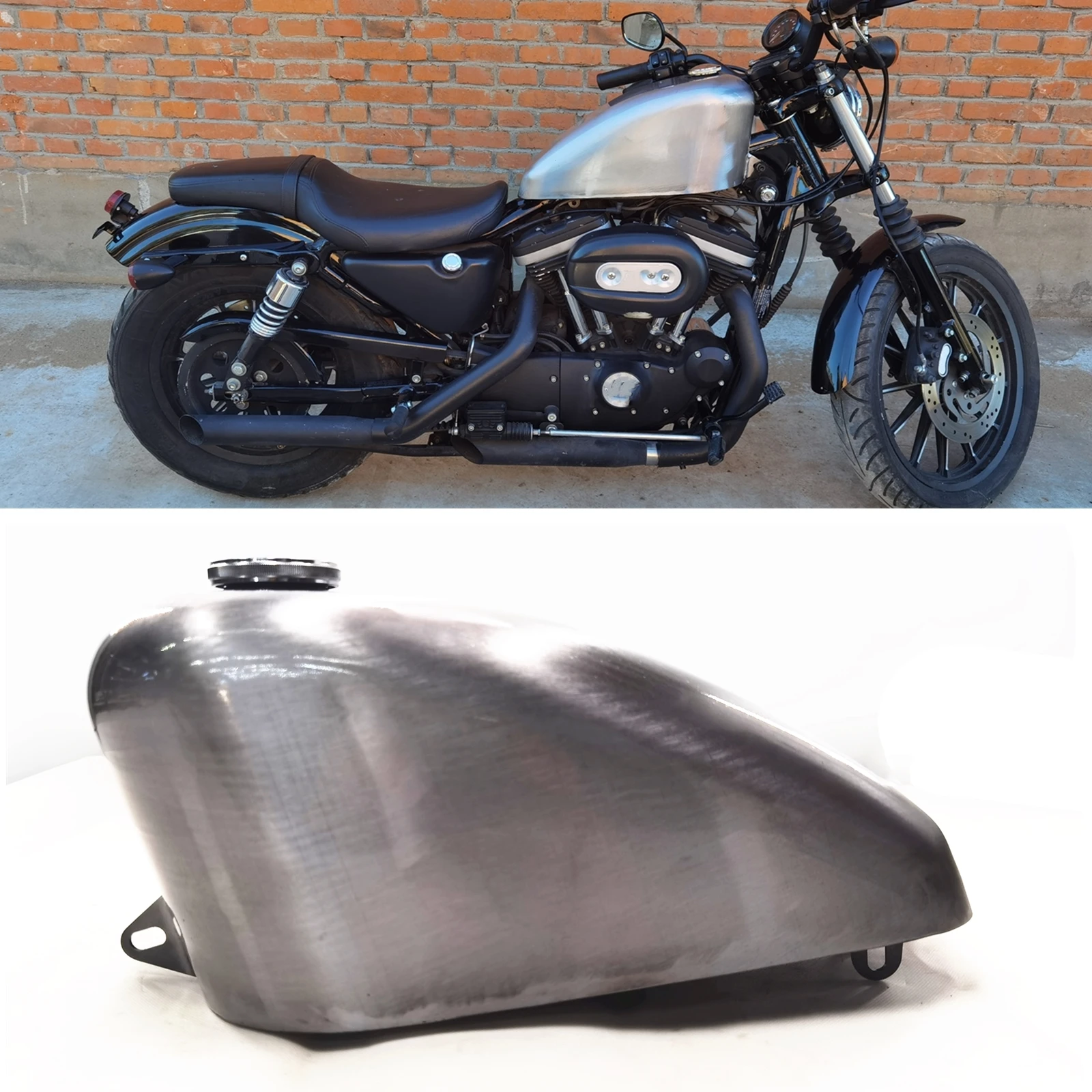 

12L Silver Petrol Gas Fuel Tank Oil Tank For Harley XL883R XL1200S XLH883 1987-2003 Motorcycle