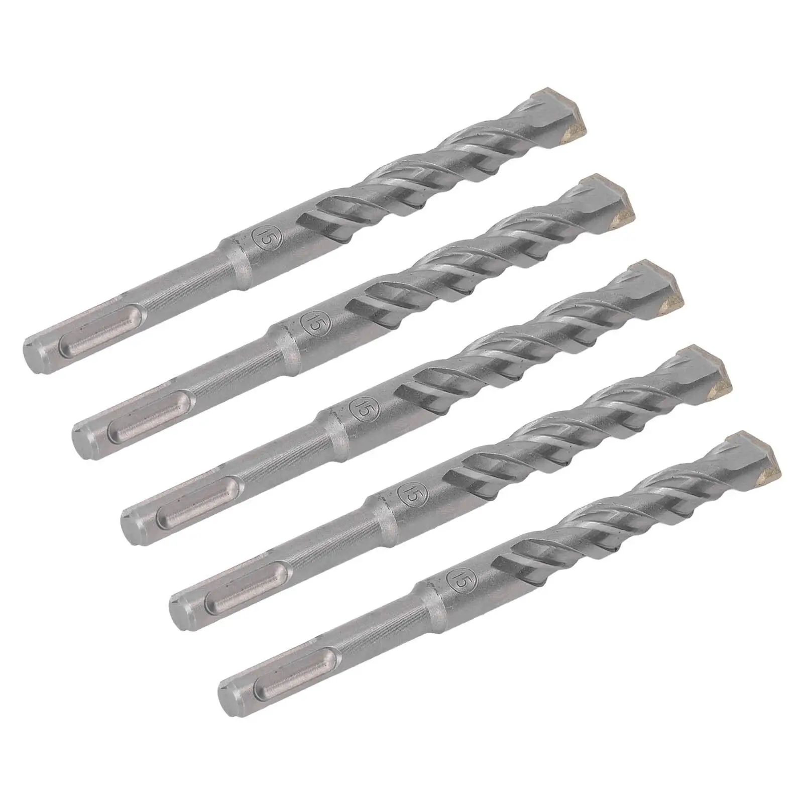 5-Pack 160mm Hammer Drill Bits - 2 Flute Self-Centering Carbide Tips for Impact Drilling in for brick , Stone & Concrete