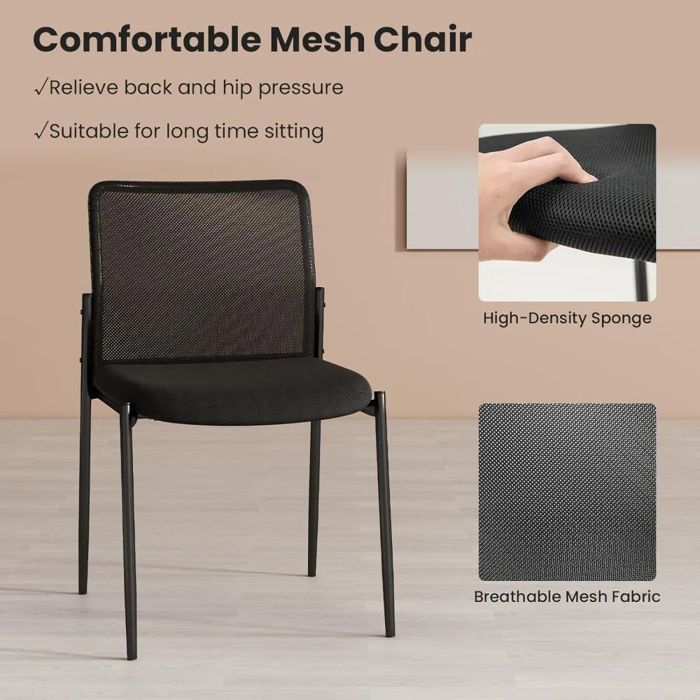 Stackable Conference Room Chairs Set of 2,Office Guest Chairs with Mesh Backrest,Meeting Waiting Room Chair