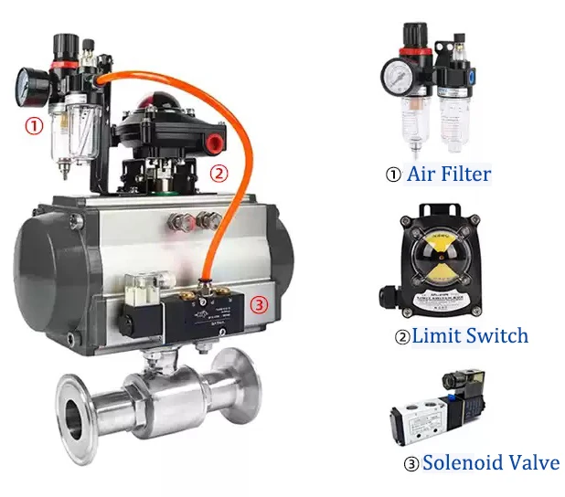 

Pneumatic Tri Clamp Sanitary Ball Valve 2" Three-way Ball Valve