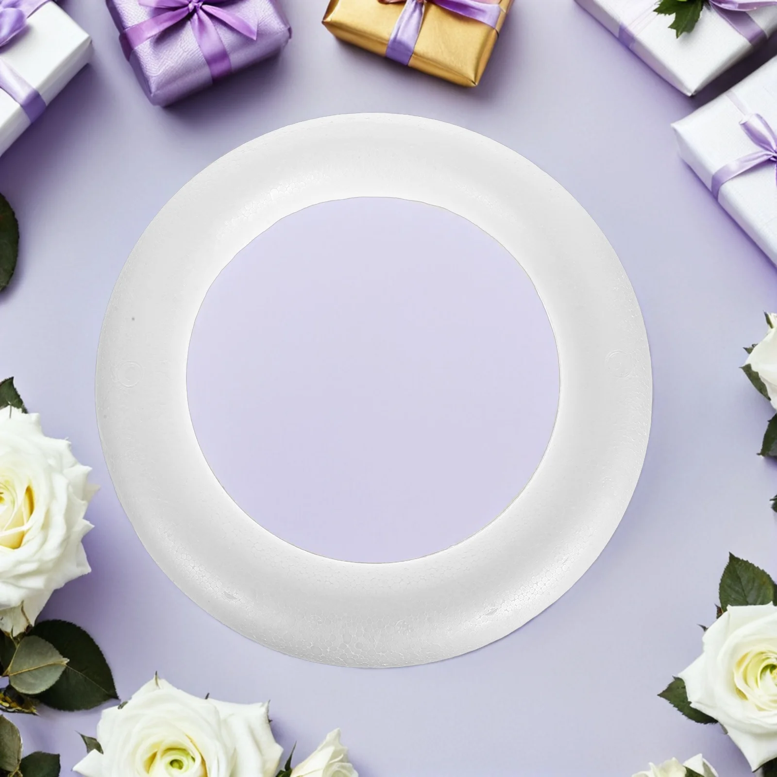 

3Pcs White Foam Circle Wreath Rings Polystyrene 25x3.9cm DIY Wedding Craft Floral Arrangement Round Foam for Craft