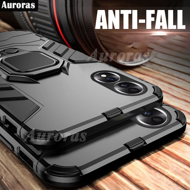 Auroras For Honor 90 Pro Case Magnetic Finger Ring Double Protection Shockproof Shell For Honor 90 Lite Back Cover Funda