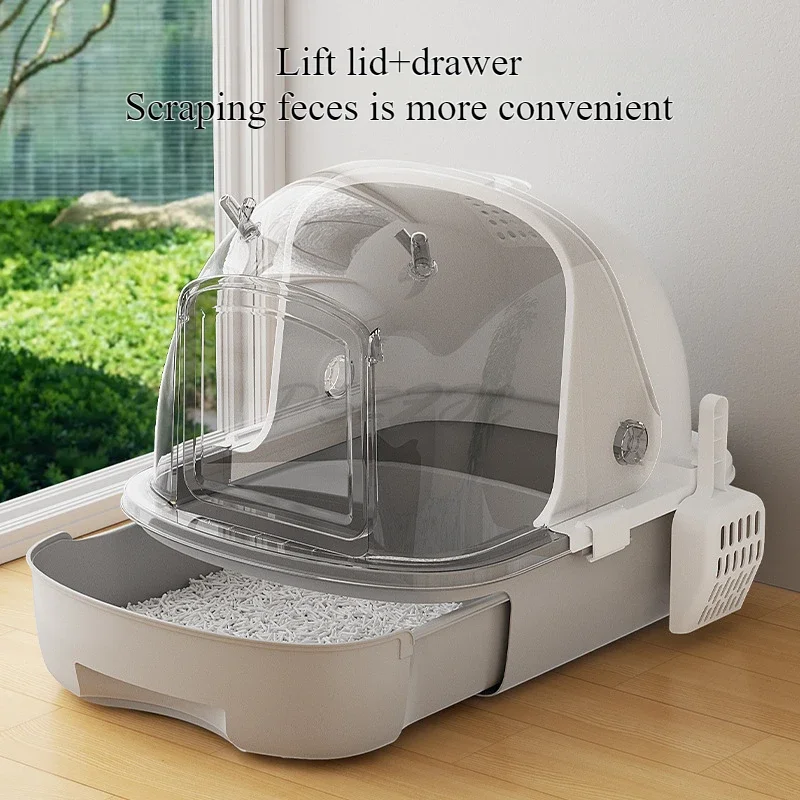 Large Enclosed Cat Litter Box Cat Poop Box Drawer Style Flip Cover Splash Proof and Odor Proof Cat Supplies