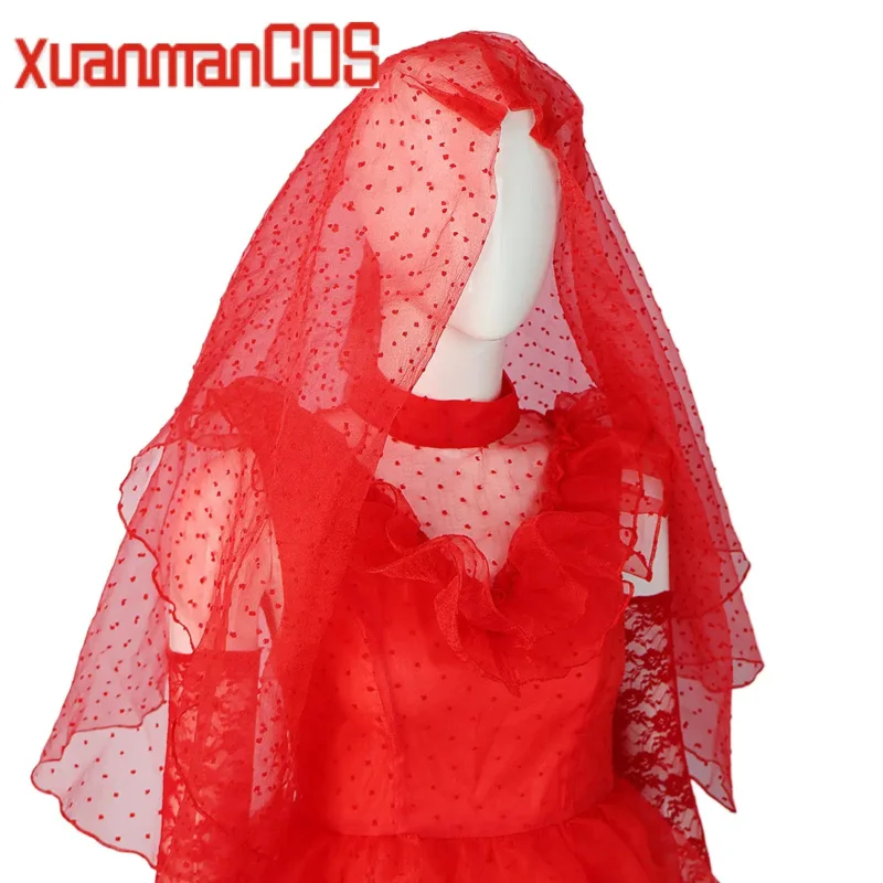 Новинка 2025, красное свадебное платье Лидии, костюм для косплея «Битлджус», женская одежда, костюм на Хэллоуин, веер для взрослых ☆ wrl ☆