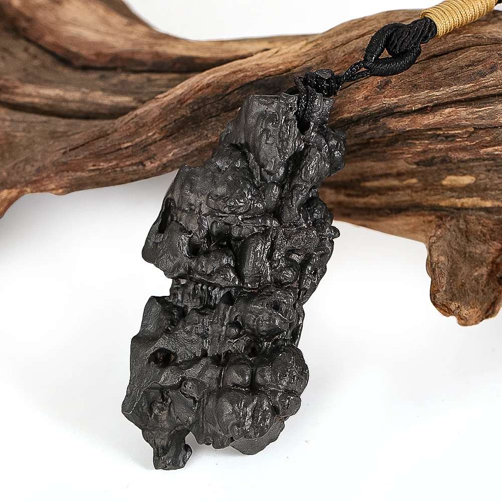 Natural Black Tourmaline Meteorite Pendant Necklace Raw Stone Mineral Energy Healing Pendant Men Fashion Jewelry Gifts