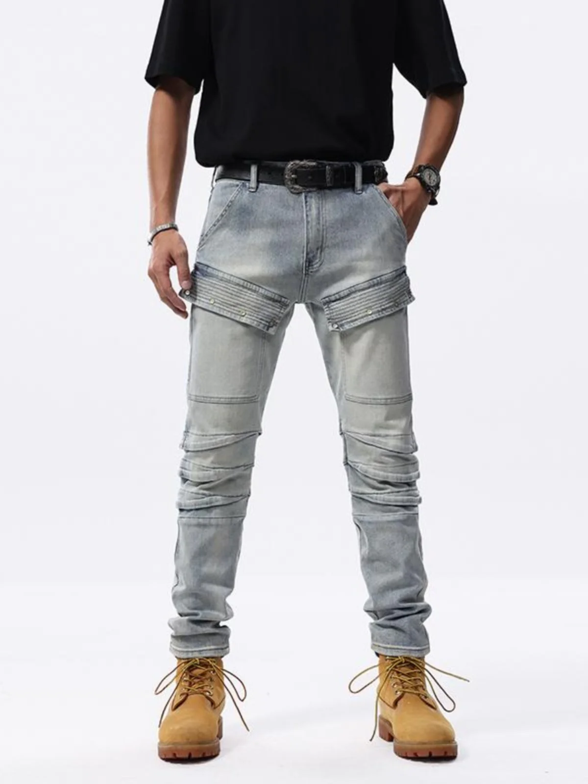 

Мужские джинсы American Sle Slim Fit: повседневные, эластичные, с вставками, длинные брюки, молодежные, модные, из хлопкового стрейч-денима, износостойкие, прямого кроя.