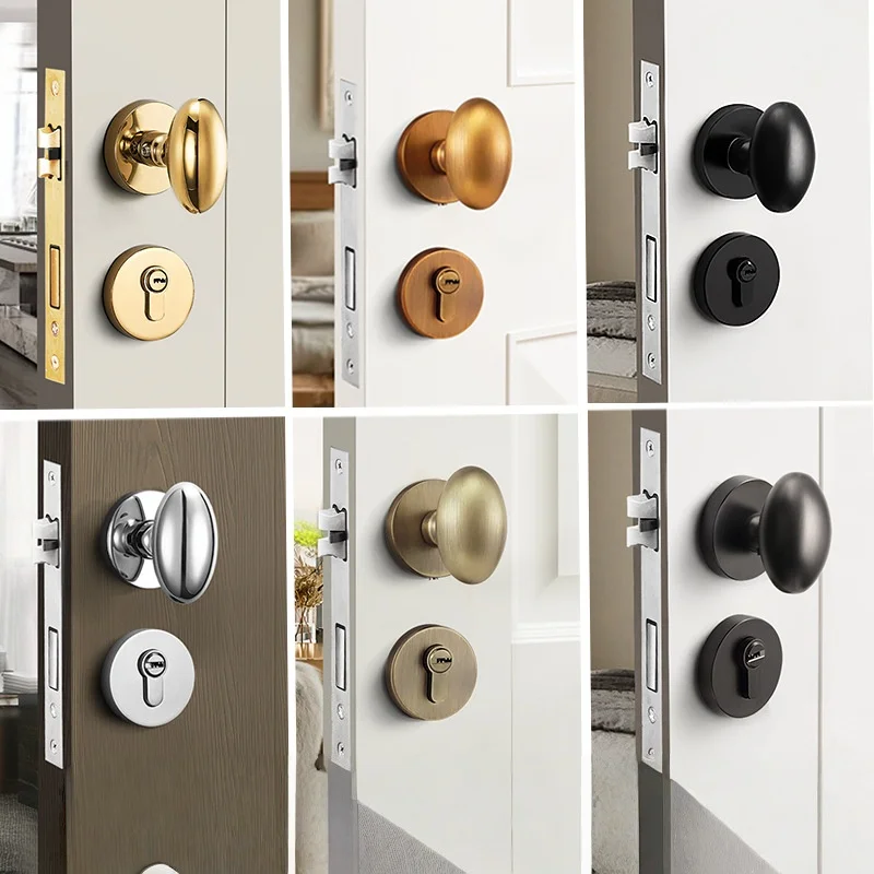 

Minimalist Silent Door Lock Burglar-proof Suitable For Various Types Wooden Doors BedroomSet Bathroom Door Handle Lock With keys