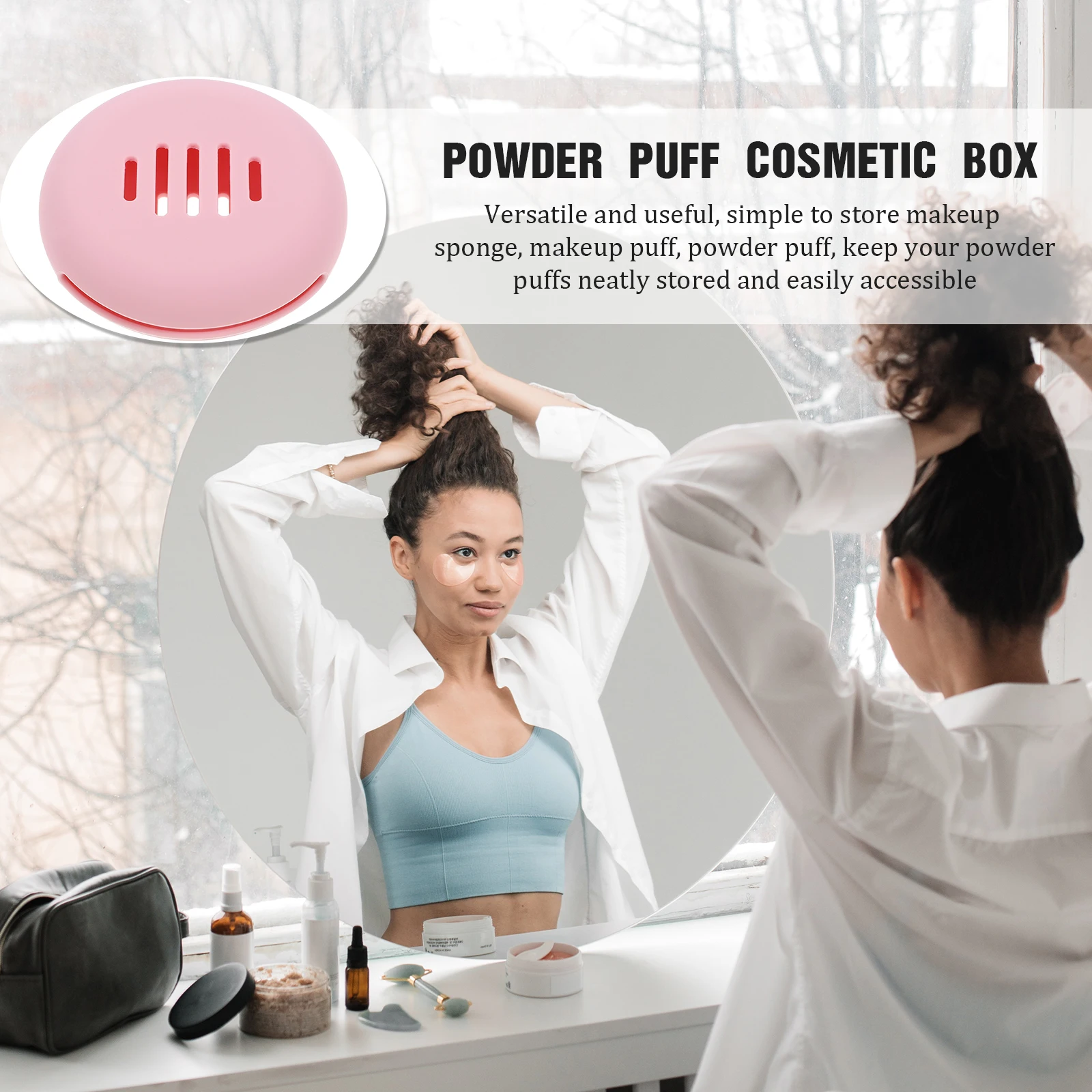 

Powder Puff Box Makeup Sponge Container Travel Case Holder Bags for Women Silicone
