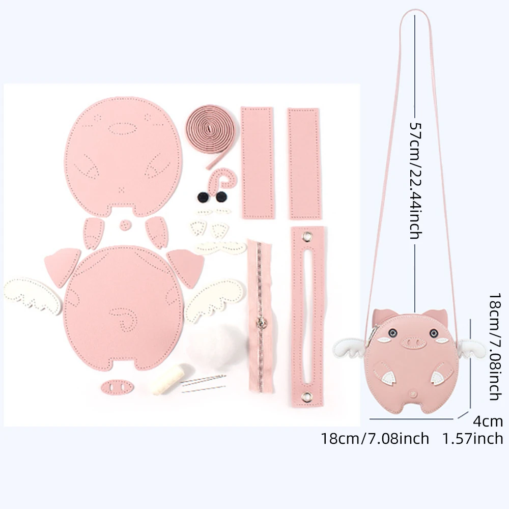 

1 комплект материалов из искусственной кожи, шаблон милой сумки для шитья своими руками, изготовление мини-сумки на плечо со свиньей, формы для трафаретов кожаного дизайна