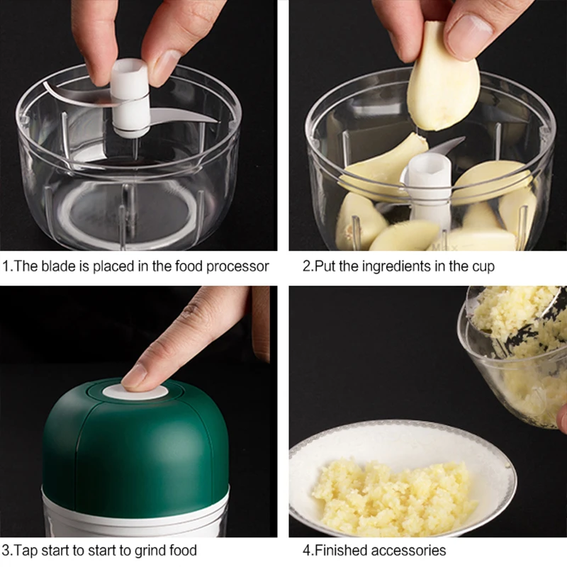 전기 음식 마늘 야채 다지기 고추 고기 생강 다지기 USB 미니 충전 블렌더, 주방 가제트