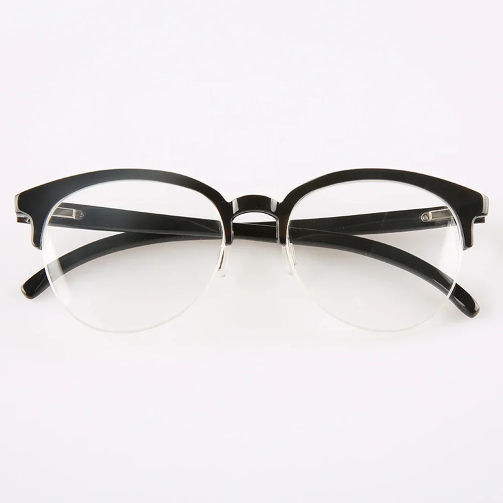 

Eyeglass Frames Unique Retro Hand Made Natural Buffalo Horn Half Frame Optical Prescription Glasses Frame for Men Lenses Eyewear