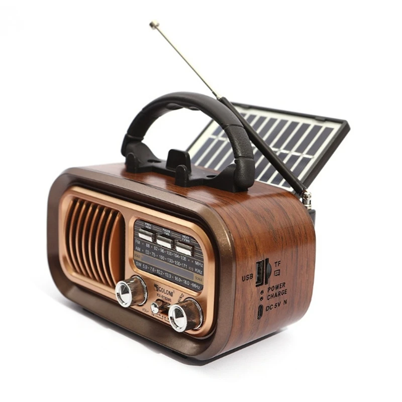 Retro Portable Radio - AM/FM/SW, Bluetooth, Solar/D Battery/