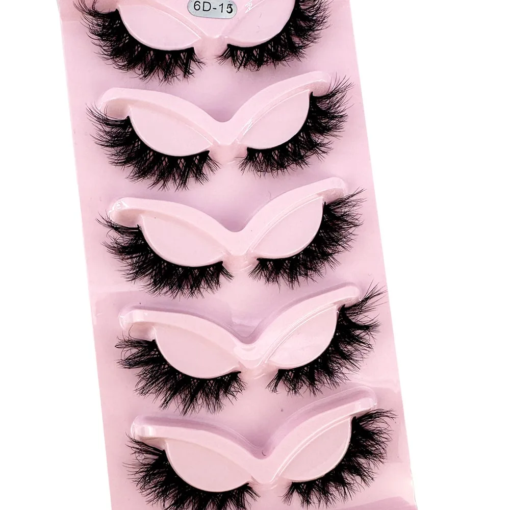 NEW Cat Eye Lashes 5 Pairs Faux Mink Eyelashes Fluffy Soft Wispy Natural long Manga Reusable Eyelashs Make Fake Lashes Makeup