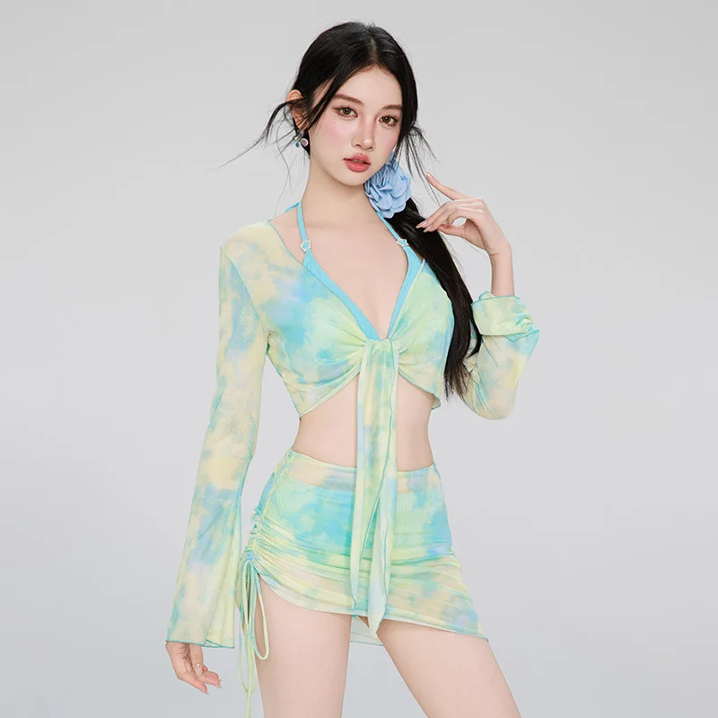 2025 new high-end and sexy bikini split four piece set for hot spring beach vacation swimsuit for women