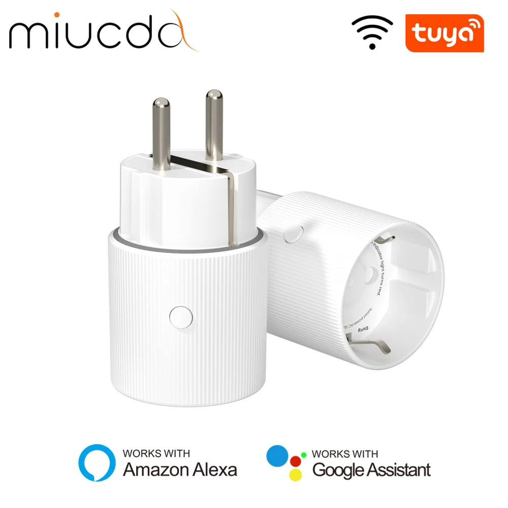 

MIUCDA Tuya Smart Scoket EU 16A Wi-Fi Plug с функцией мониторинга энергии APP Дистанционное управление работает с Alexa Google Home