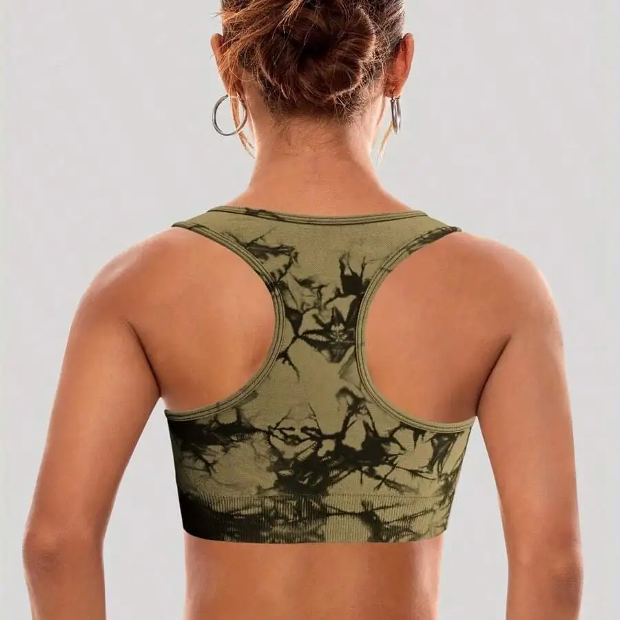 

Tie-Dye Seamless Sports Tank Top For Women With Removable Padding