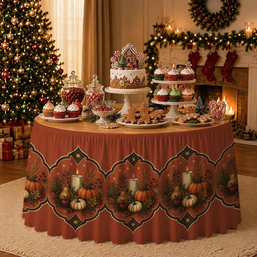 Border-to-border relief wax candle Thanksgiving harvest tablecloth, Thanksgiving harvest home decoration