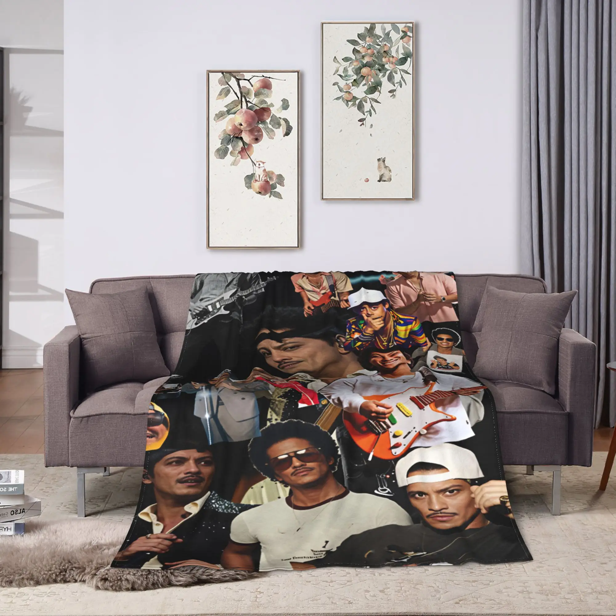 2026 Tour Bruno Mars American Blanket Quality Warm Soft  Throw Blanket Winter Airplane Travel Couch Chair Fluffy Bedspread