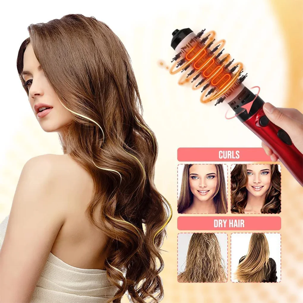 Rotating Hair Dryer Brush Straightener Curler Curling Stick Professional Air-Dryer Comb Styling Tool 3 Gear Settings