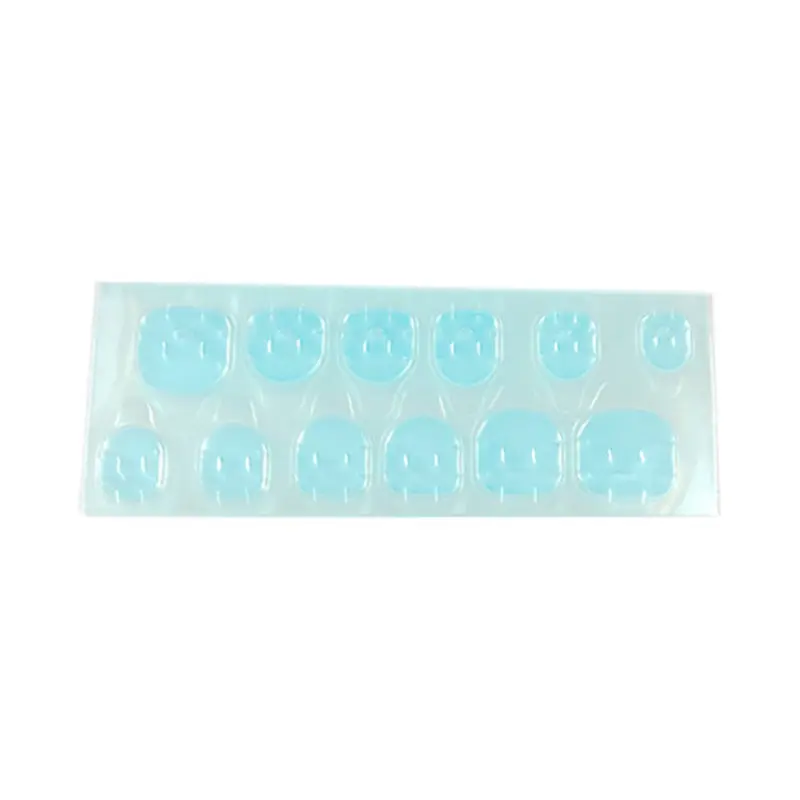 24 pezzi di gel UV artificiale stampa sulle unghie finte unghie finte corte blu navy lucide con strumento per manicure con colla gelatinosa