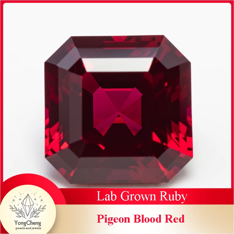 

Lab Grown Ruby Asscher Cut Square Pigeon Blood Red VVS1 Gemstone Charms DIYJewelry Making Materials Selectable AGL Certificate