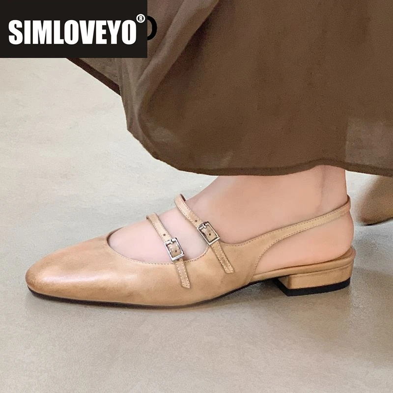 

SIMLOVEYO сандалии Мэри Джейн из натуральной кожи для женщин, модные пикантные женские туфли без шнуровки с круглым носком и двойными пряжками на ремне