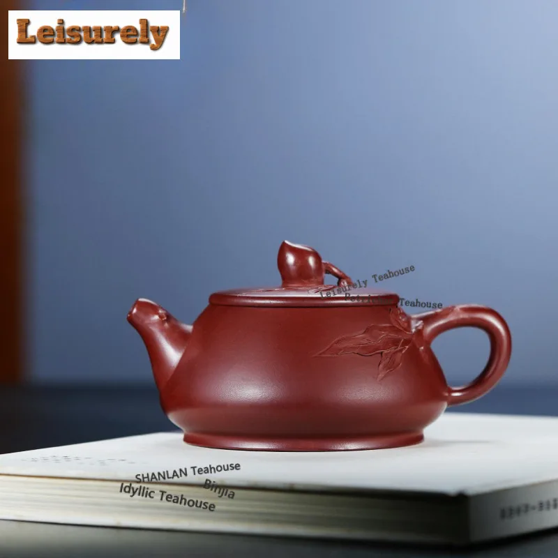 250ml Ancient Yixing Purple Clay Teapots Longevity Peach Stone Ladle Pot Raw Ore Red Clear Water Mud Kettle Zisha Teaset Gifts