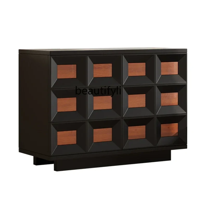 

FG44Retro Solid Wood Chest of Drawers Bedroom Antique Color Matching Living Room Sofa Storage Sideboard Cabinet