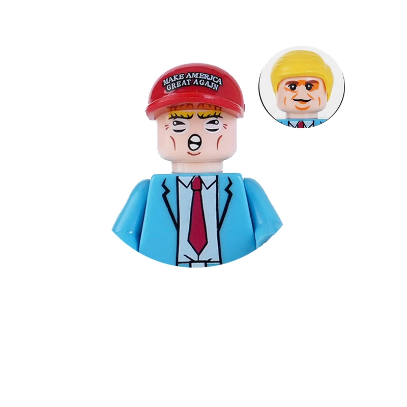 Donald Trump Cartoon Figures Dolls Anime Characters Donald Trump President Models Desktable Decor Assemble Bricks Toys Gifts