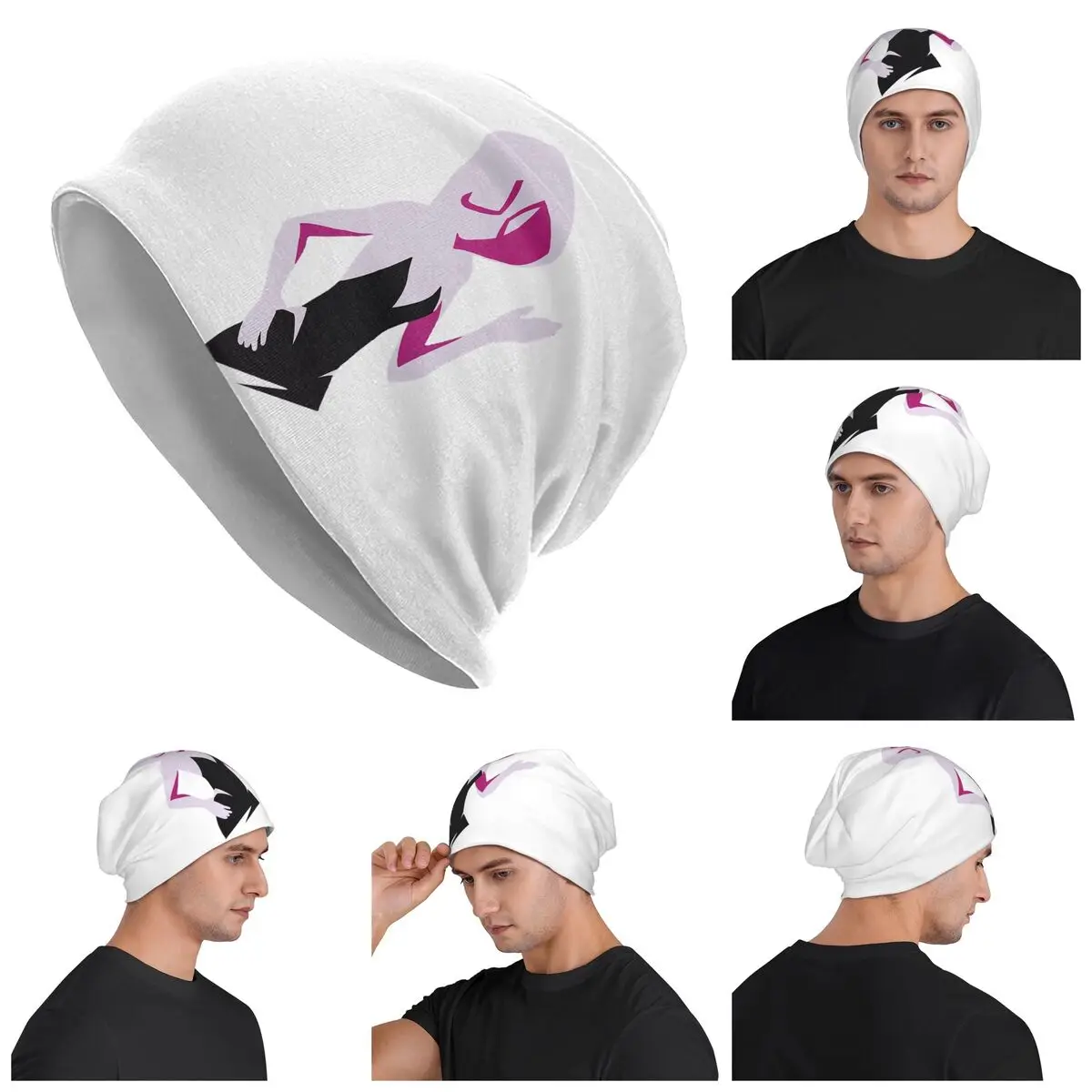 

Spider Gwen Spiderverse Warm Knitted Cap Fashion Bonnet Hat Autumn Winter Outdoor Beanies Hats for Men Women Adult