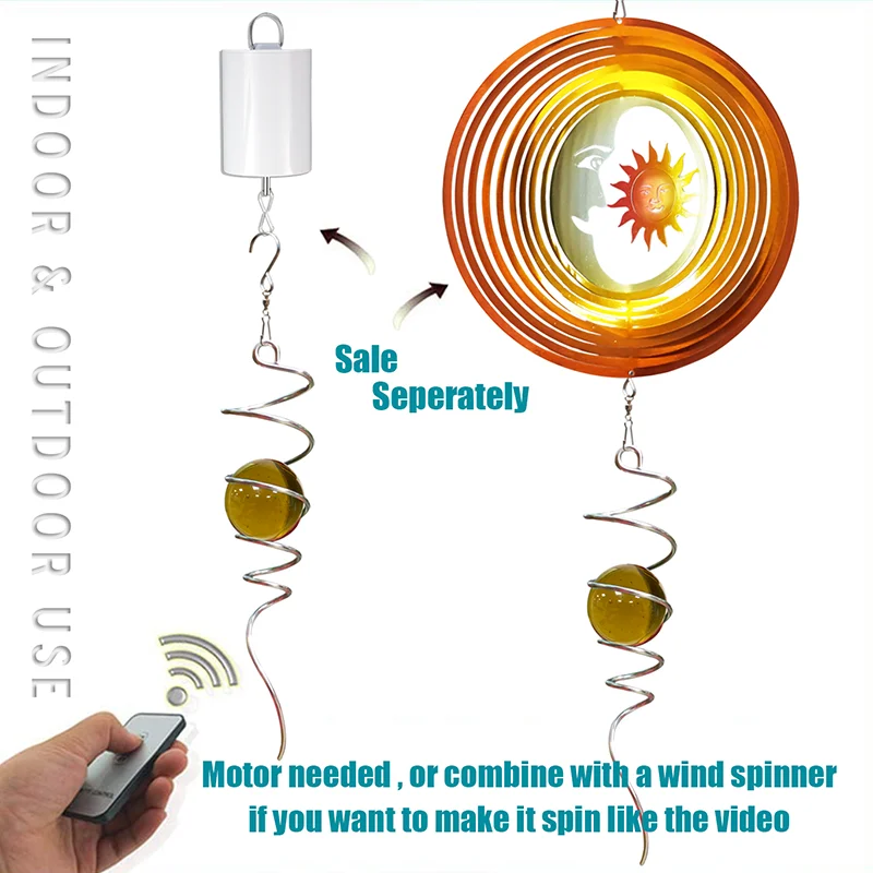 PSATHENATI-Decoração De Vento Espiral De Bola Dourada, Cauda De 27,94 cm, Bola De Vidro De 5,08 cm, Decoração Interior Do Jardim Ao Ar Livre, 33,02 cm De Alta